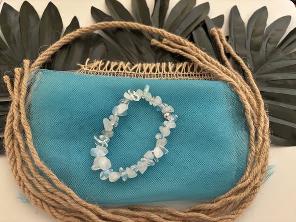 Beautiful Opalite & White Jade Stretch Bracelet