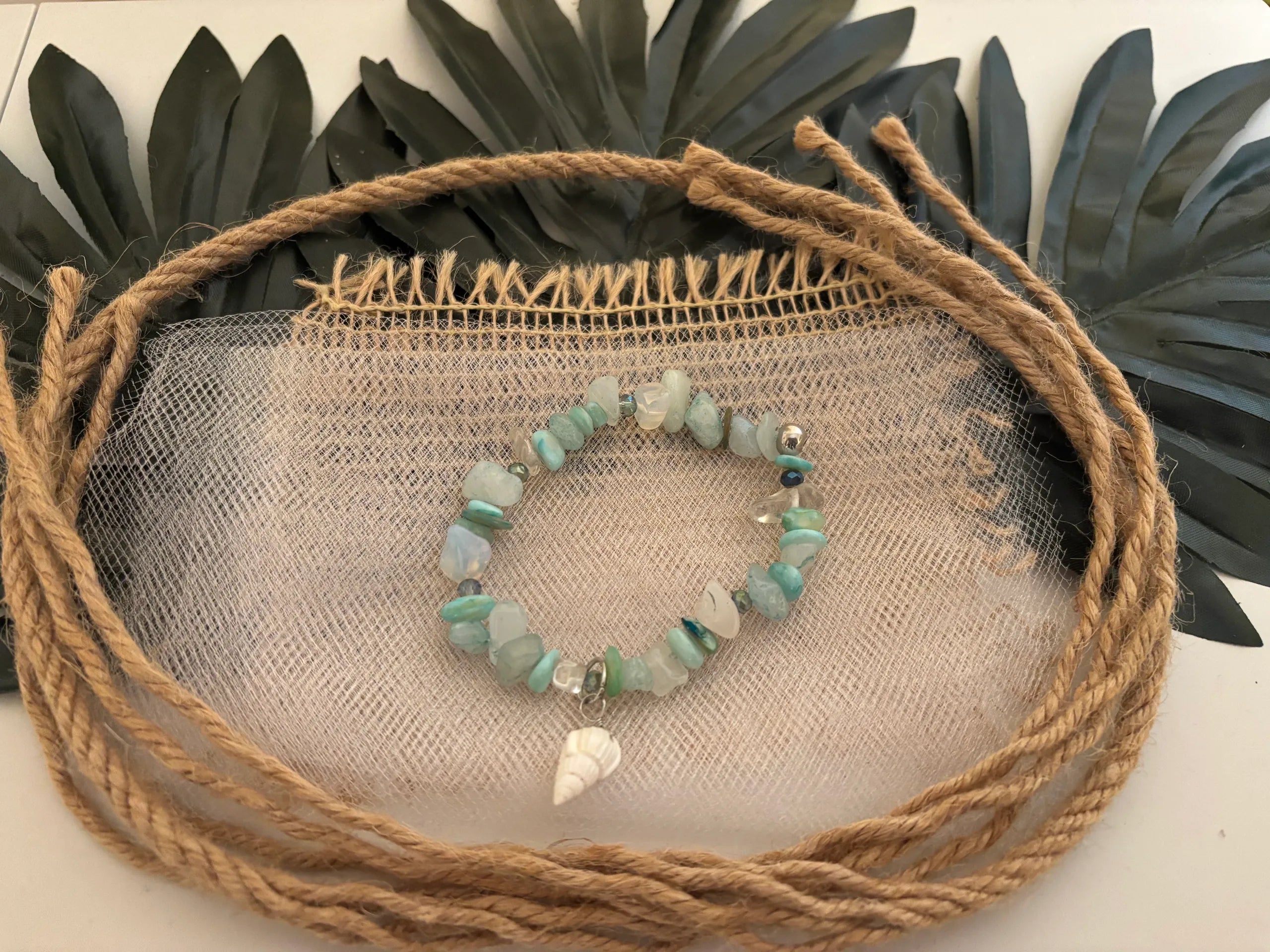 Tropical Stretch Bracelet & Earring Set: featuring stunning aqua green gemstones