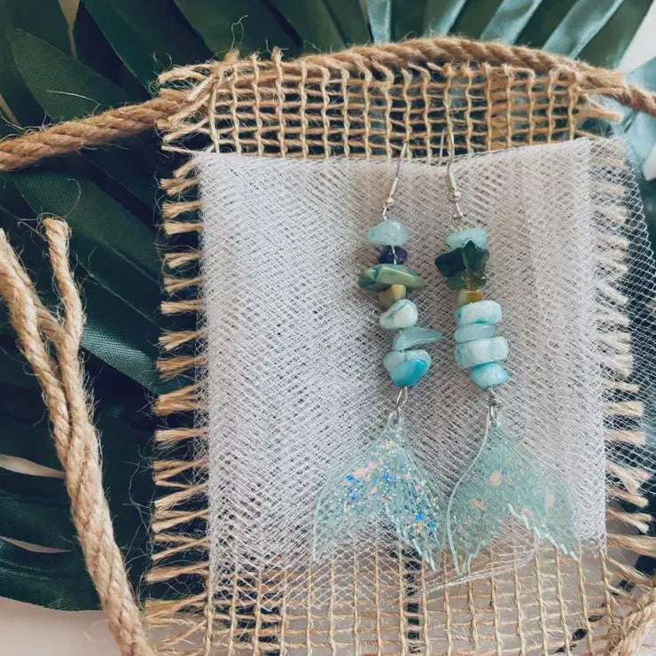 Pretty Mermaid Fin Tail Dangle earrings!